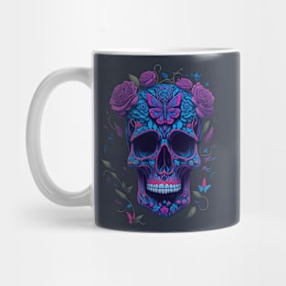 Funny Sugar Candy Skull With Flowers Mug